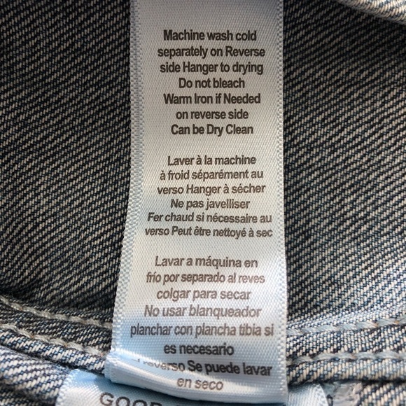 NWT Good American Trucker Boyfriend Denim Sherpa Button Down Jacket size 00/ XS - Picture 9 of 16